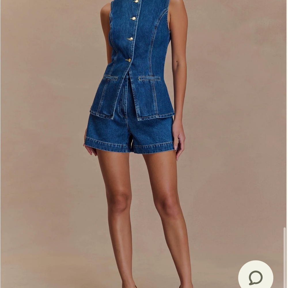 Denim Vest and Shorts Set